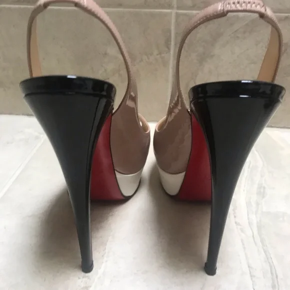 Lot of 2 pair sz 38 CHRISTIAN LOUBOUTIN Lady Peep Slings. - Picture 4 of 9